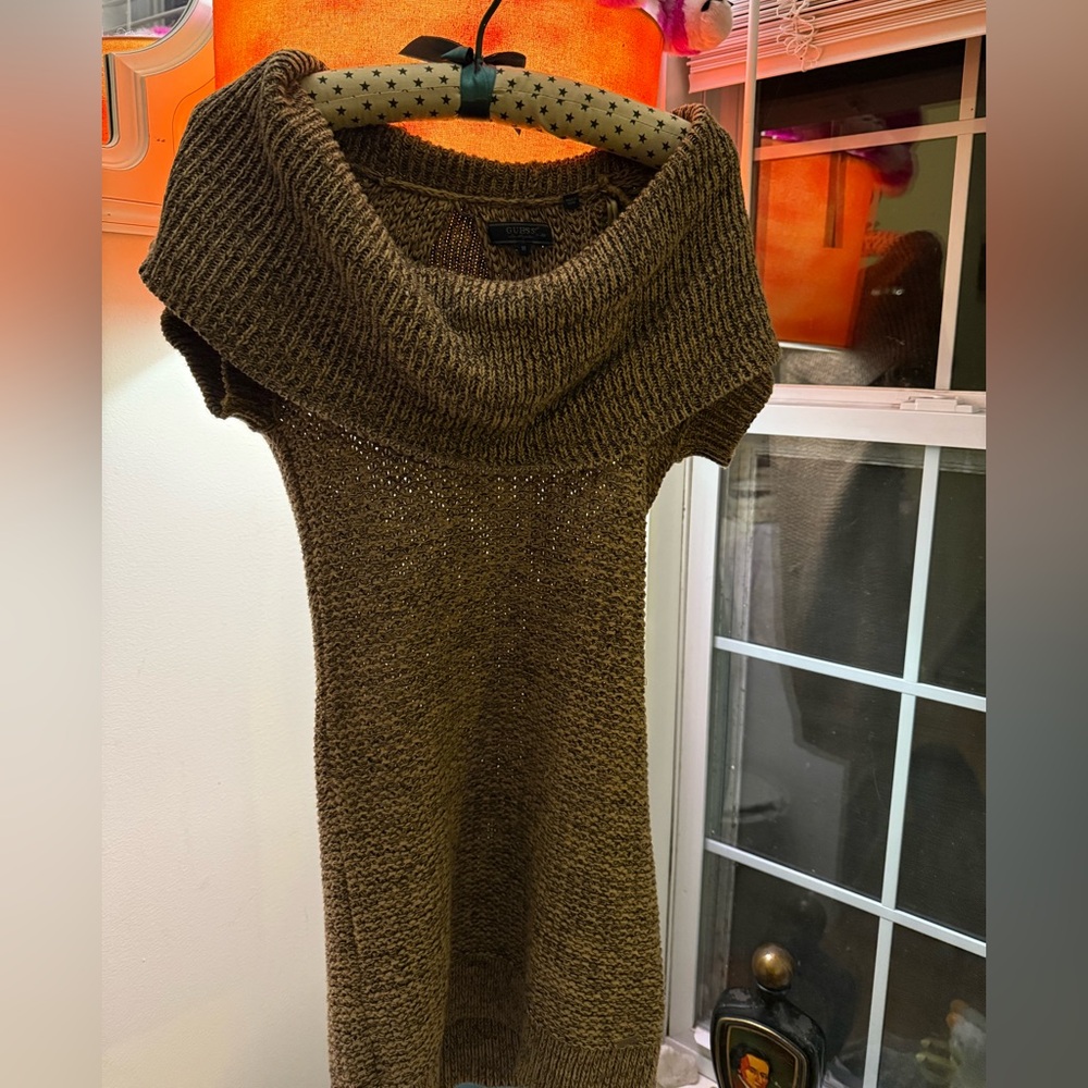 Guess Brown Knit Cowl Neck Sweater
